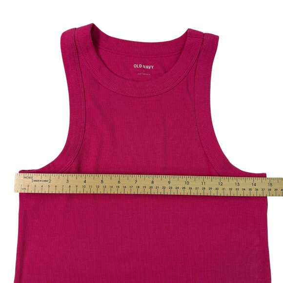 Old Navy Ribbed Tank Top Women’s Size L Fuchsia Stretch Cotton Blend - Picture 7 of 10